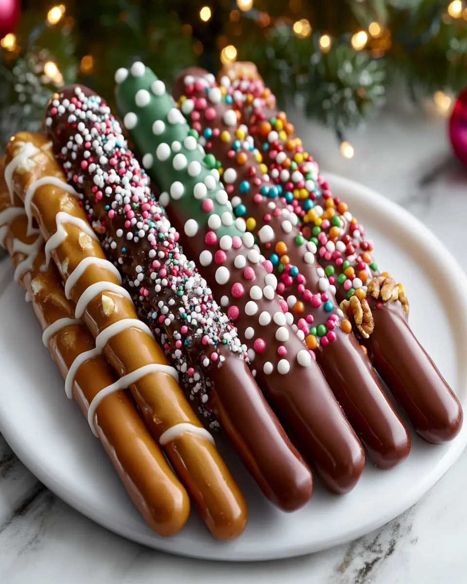 Chocolate-Dipped Pretzel Rods First Image First Image
