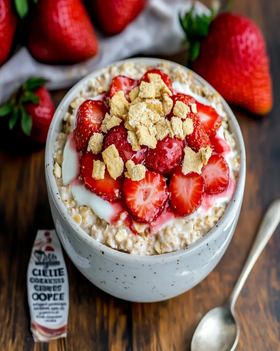 Strawberry Cheesecake Overnight Oats: Easy Make Ahead Breakfast First Image First Image