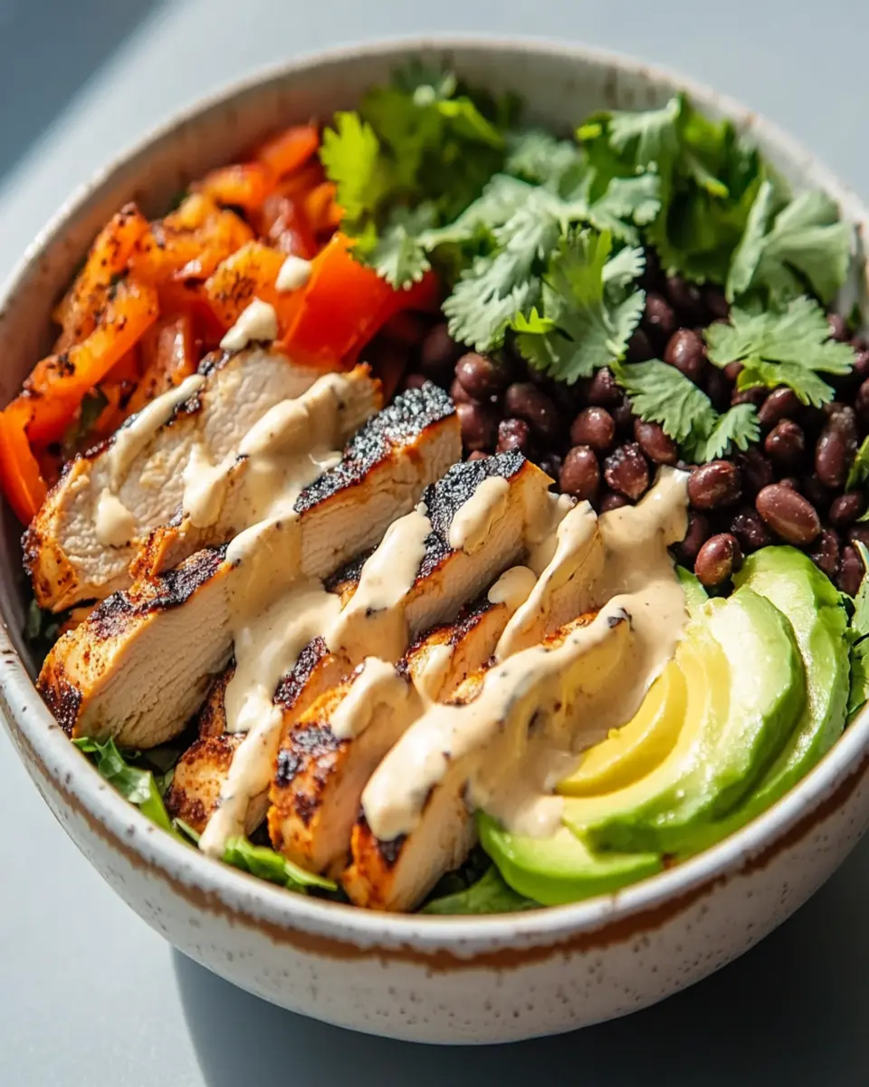 Delicious Chipotle Chicken Bowl with Black Beans & Creamy Sauce First Image First Image