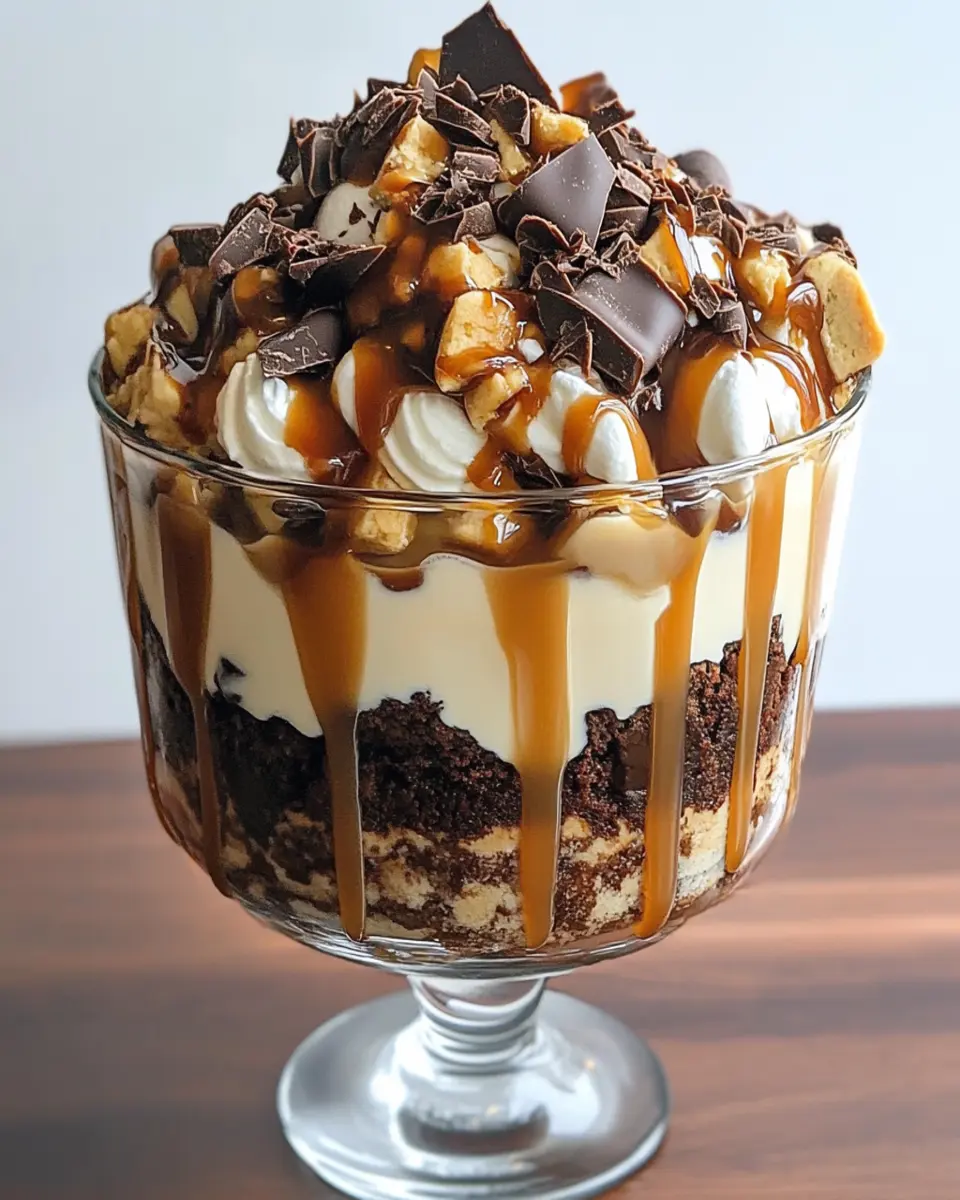Caramel Cheesecake Brownie Trifle – Easy Layered Dessert Recipe First Image First Image
