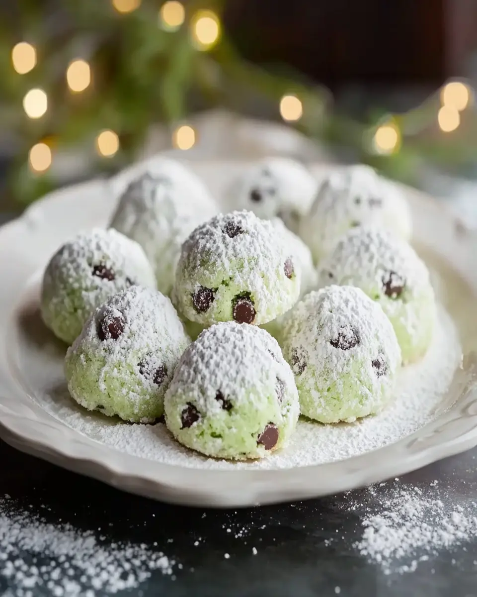 Mint Chocolate Chip Snowball Cookies First Image First Image