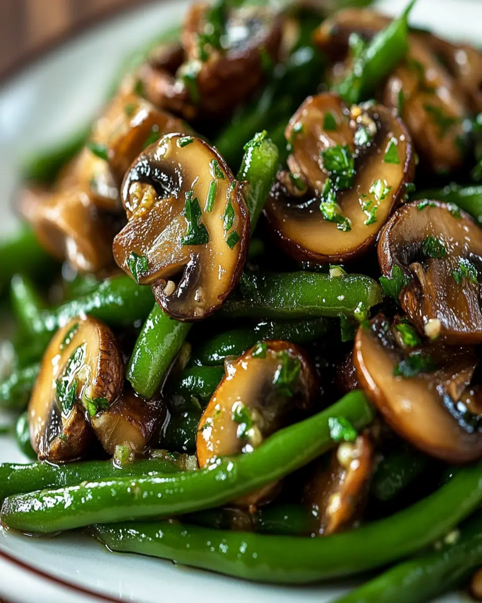 Garlic Butter Sautéed Green Beans and Mushrooms First Image First Image