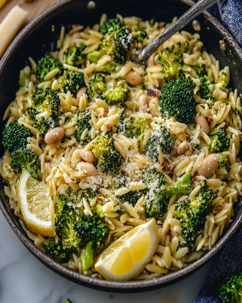 Broccoli Orzo with White Beans, Lemon and Parmesan First Image First Image