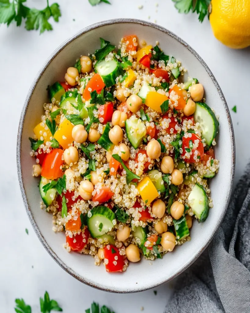 Non-Alcoholic Ale Quinoa Chickpea Salad with Lemon Vinaigrette First Image First Image