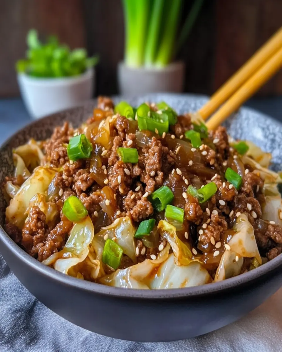 Low-Carb Mongolian Ground Beef and Cabbage Recipe First Image First Image