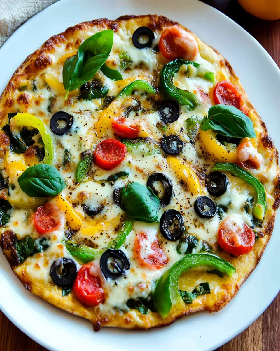 Egg-Crust Vegetarian Breakfast Pizza First Image First Image