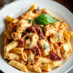 Sun-Dried Tomato Pasta with Chicken and Mozzarella First Image First Image