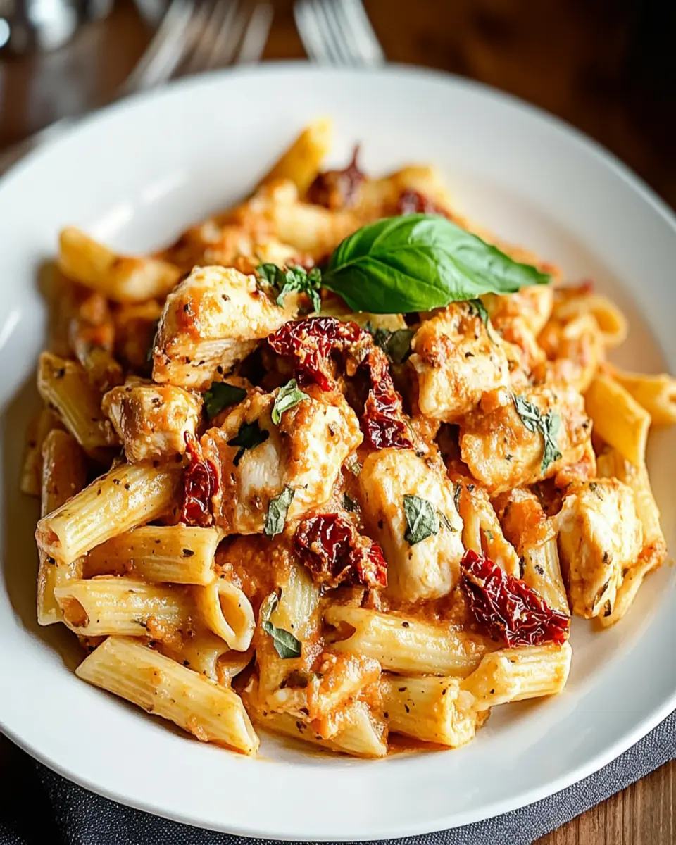 Sun-Dried Tomato Pasta with Chicken and Mozzarella First Image First Image