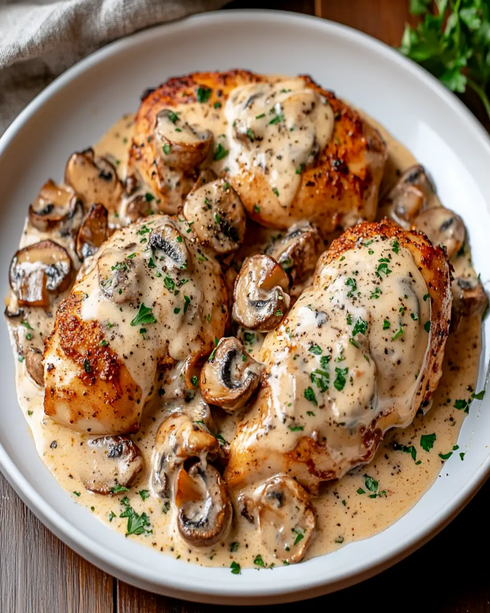 Asiago Mushroom Chicken with Ragu Cream Sauce First Image First Image
